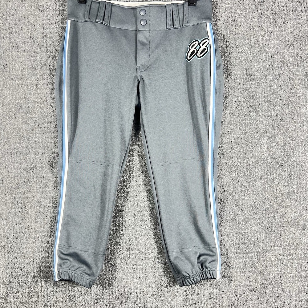 Champro Womens M Softball‎ Pants Gray Blue Stripe Knickers Athletic Baseball